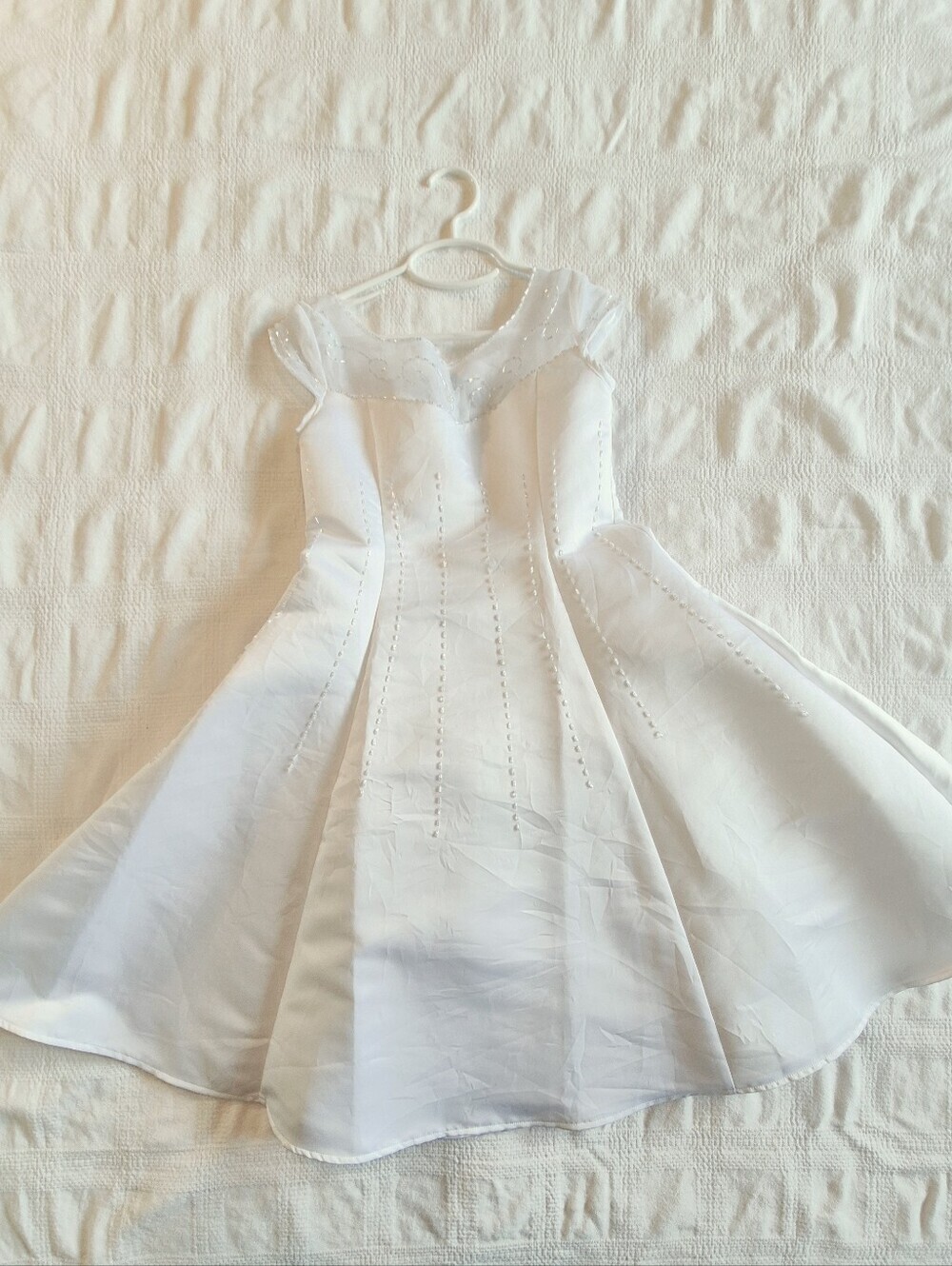Swea Pea & Lilli Girls 6 White Beaded Organza Communion Wedding GUC